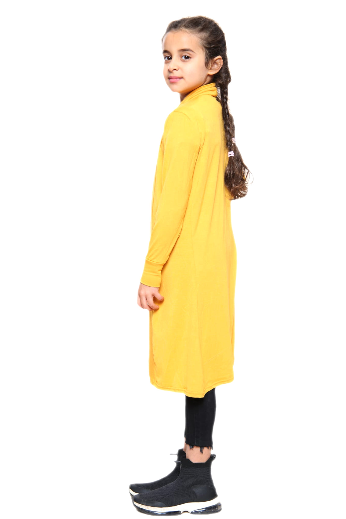 Girls Long Boyfriend Cardigan - Yellow