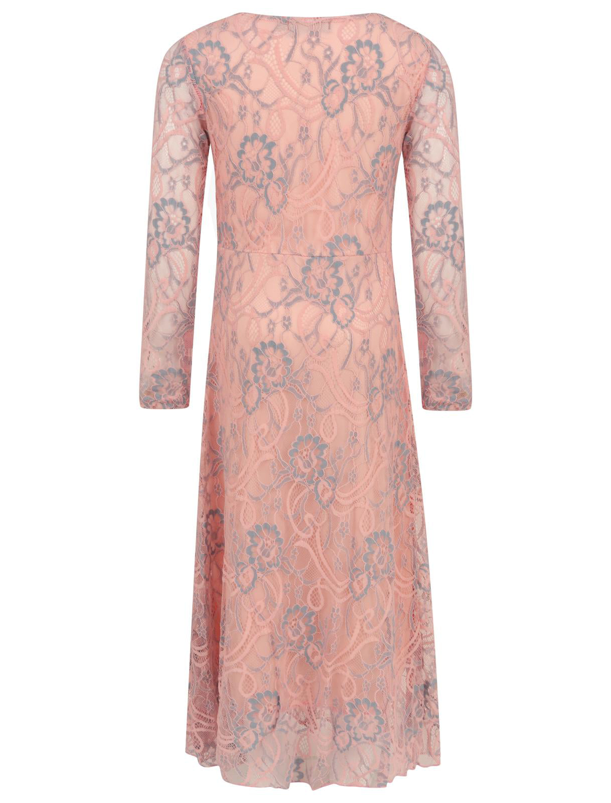 Girls Floral Lace Maxi Dress - Dusty Pink