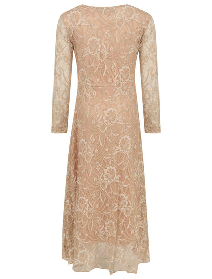 Girls Floral Lace Maxi Dress - Light Peach
