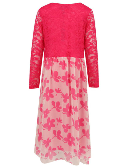 Girls Asymmetrical Floral Maxi Dresses