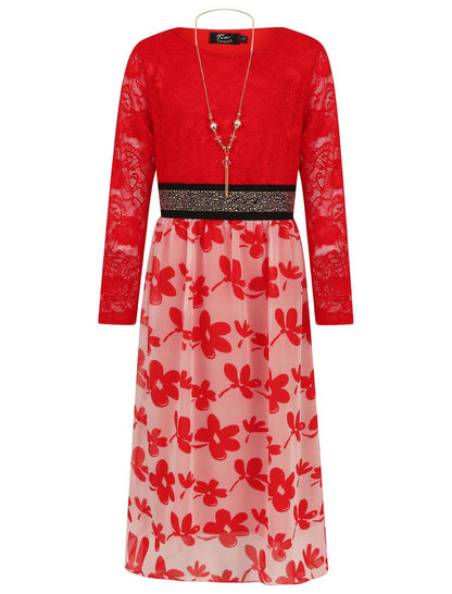 Girls Asymmetrical Floral Maxi Dresses