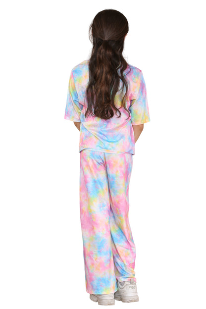 Girls Tie Dye Pyjamas T-Shirt and Trouser Set