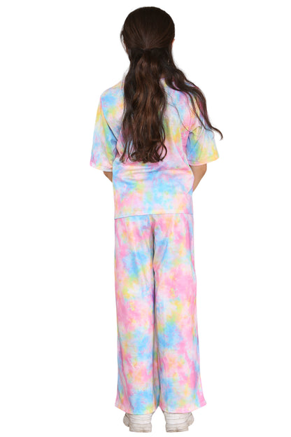 Girls Tie Dye Pyjamas T-Shirt and Trouser Set
