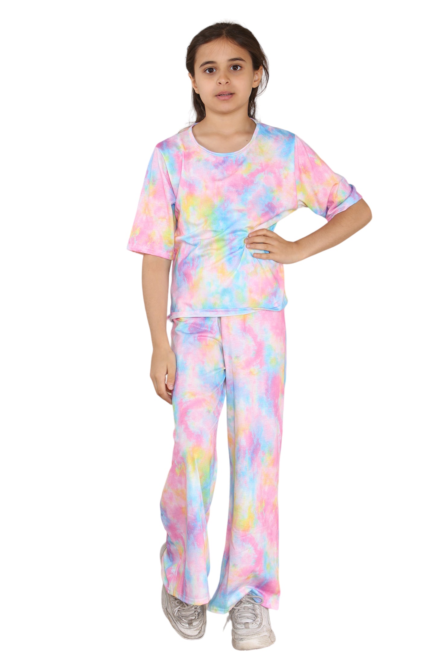 Girls Tie Dye Pyjamas T-Shirt and Trouser Set