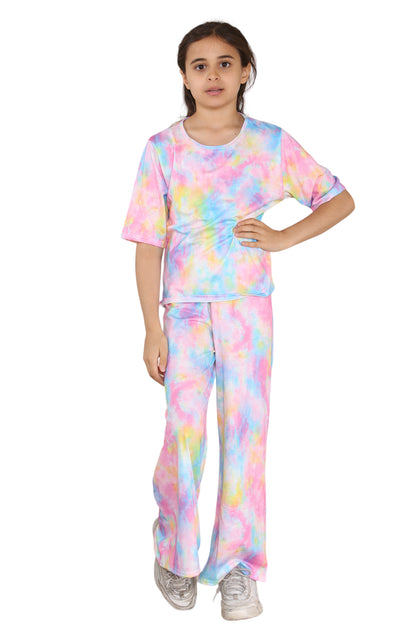 Girls Tie Dye Pyjamas T-Shirt and Trouser Set