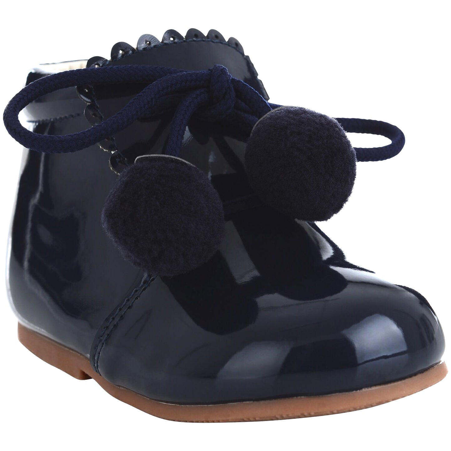 Girls Party Pom Pom Infant Shoes - Navy