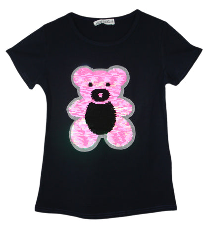 Girls Animal Sequin T-Shirts
