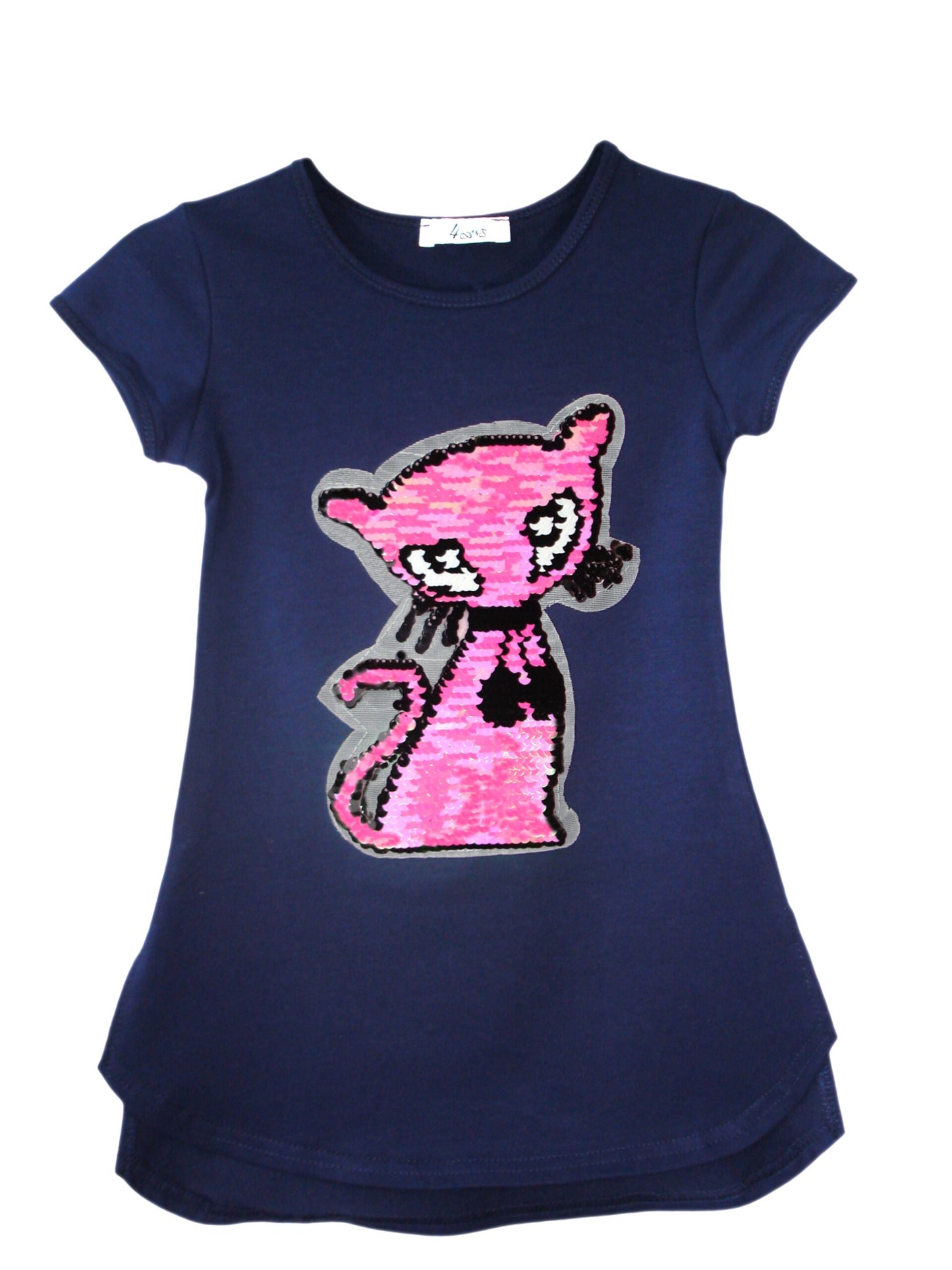 Girls Cat, Roses & Pearls Long T-Shirt Mini Dress