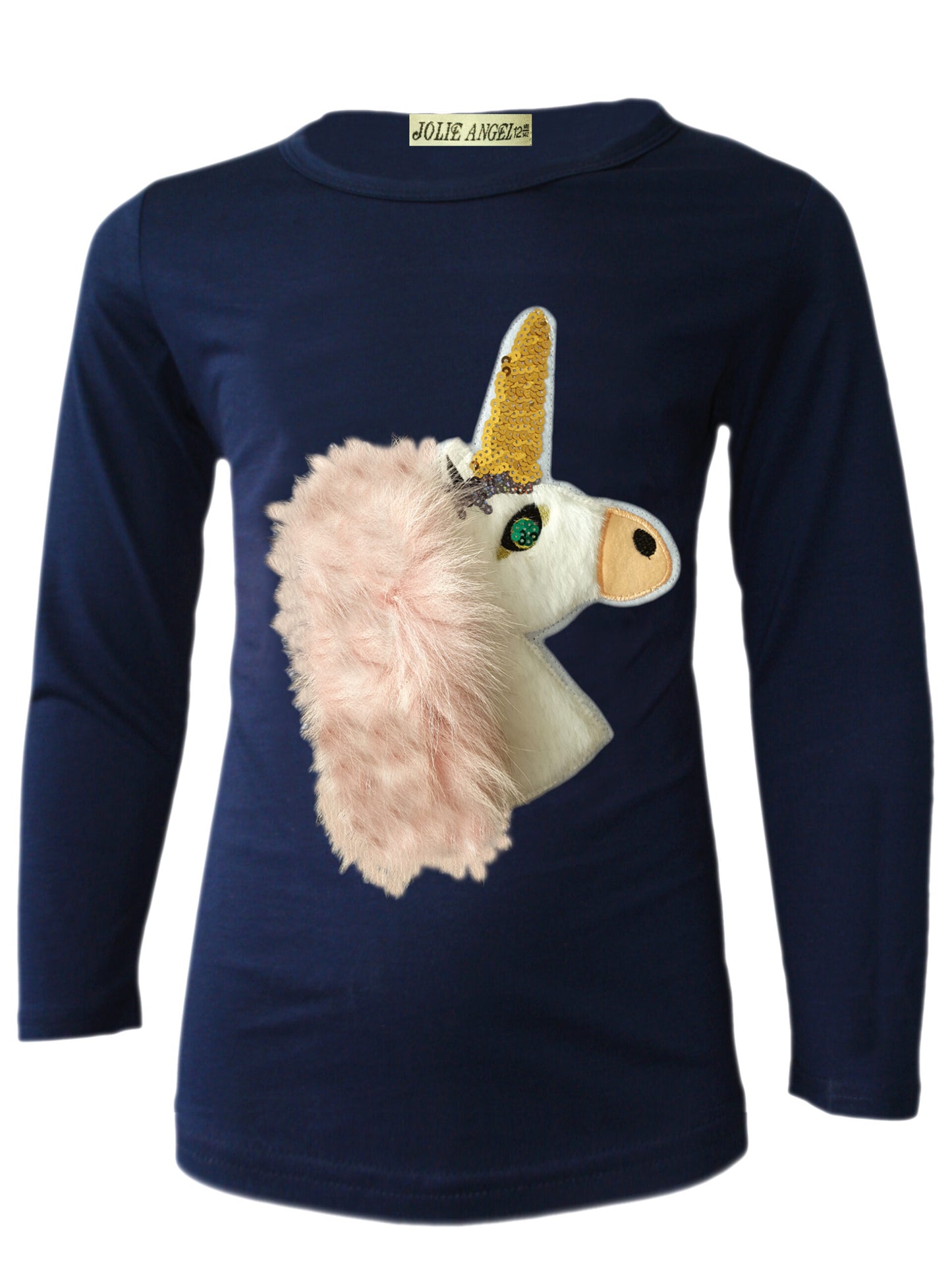Girls Unicorn Fur Sequin Tunic Tops