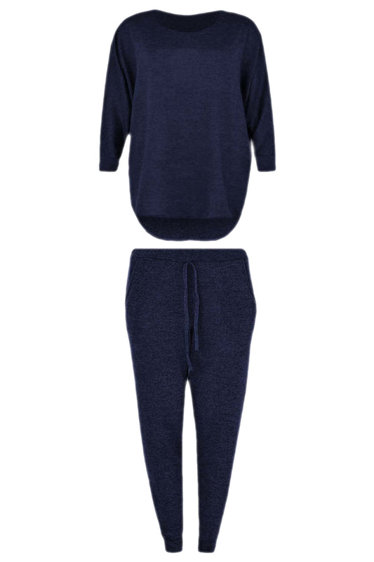 Girls High Low Loungewear Tracksuit - Navy
