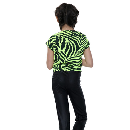 Girls Zebra Neon Crop Tops