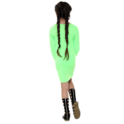 Girls Long Sleeve Bodycon Midi Dress - Green