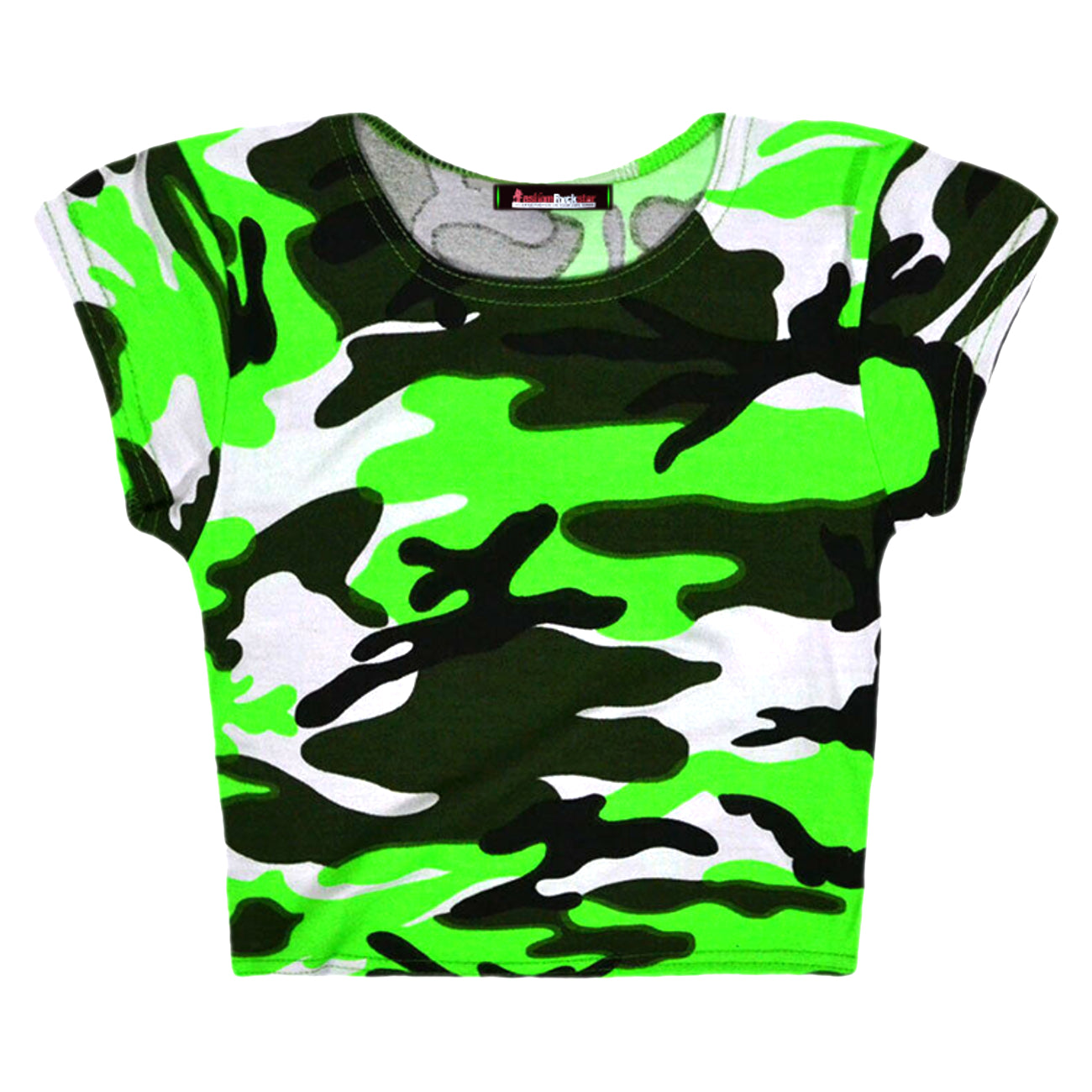 Girls Neon Camouflage Top - Neon Green