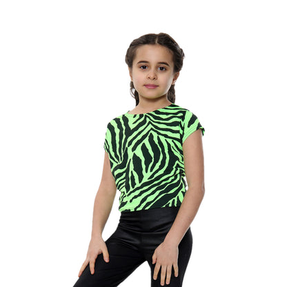 Girls Zebra Neon Crop Tops