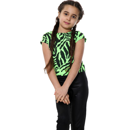 Girls Zebra Neon Crop Tops