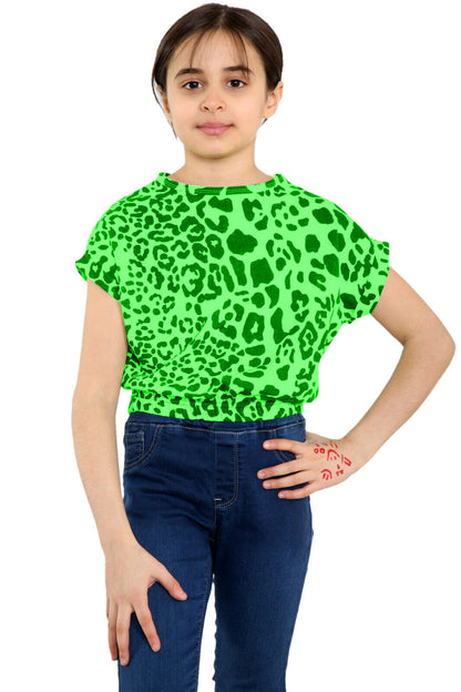 Girls Batwing Neon Crop Top T-Shirt