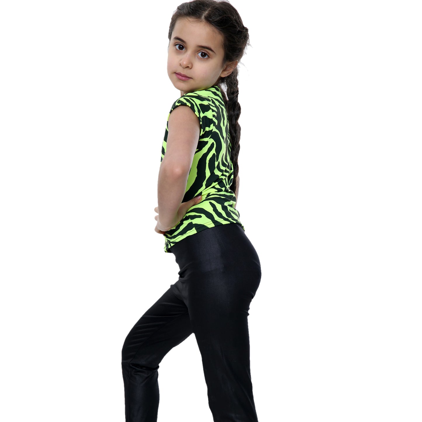 Girls Zebra Neon Crop Tops
