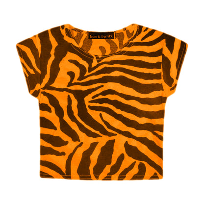 Girls Zebra Print Neon Crop Tops & Shorts
