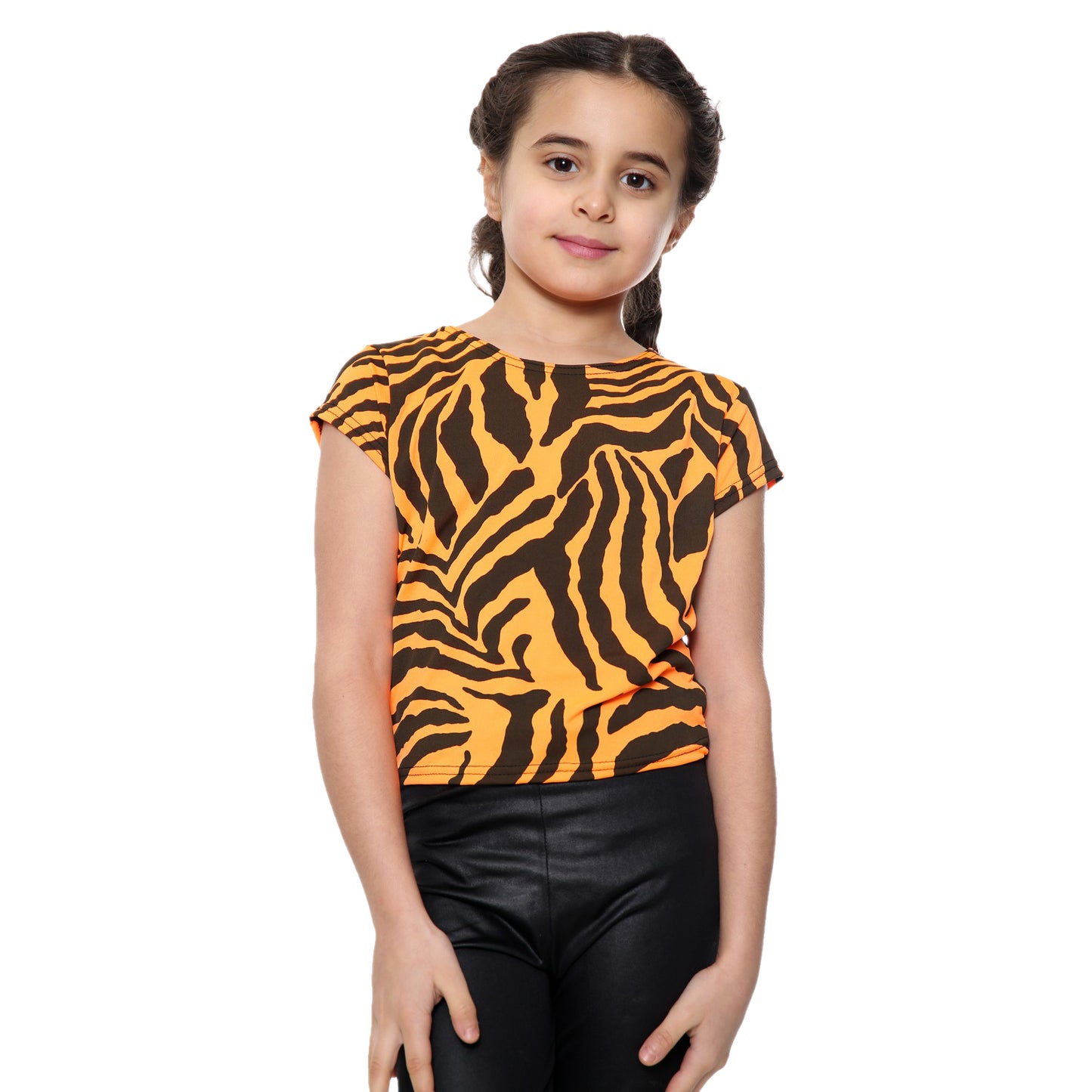 Girls Zebra Neon Crop Tops