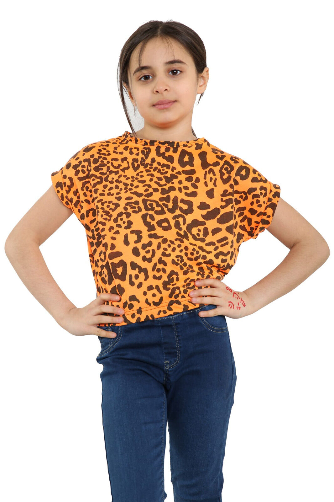Girls Batwing Neon Crop Top T-Shirt