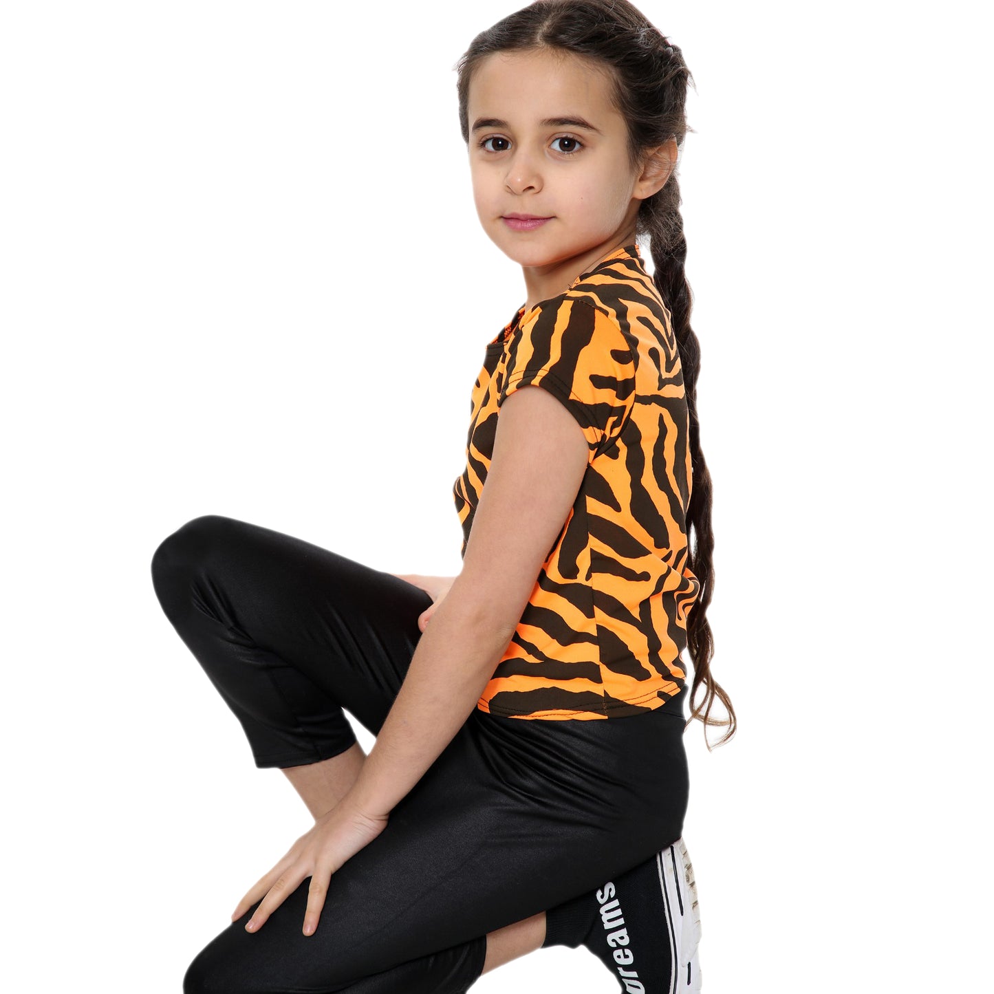 Girls Zebra Neon Crop Tops