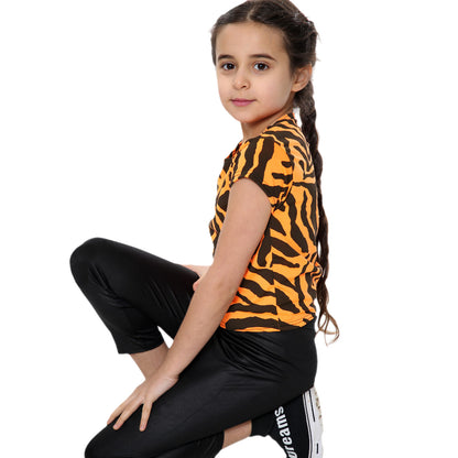 Girls Zebra Neon Crop Tops