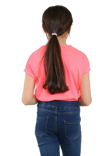 Girls Batwing Neon Crop Top T-Shirt