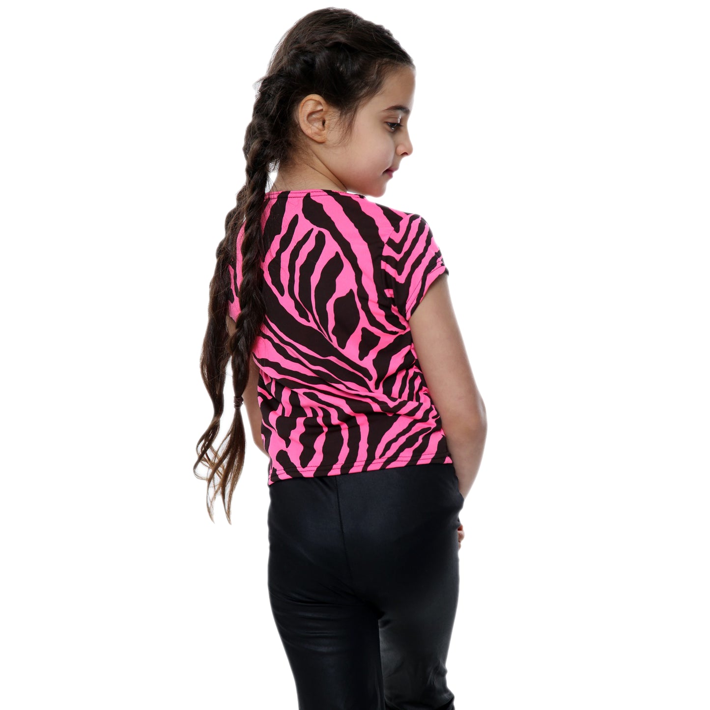 Girls Zebra Neon Crop Tops