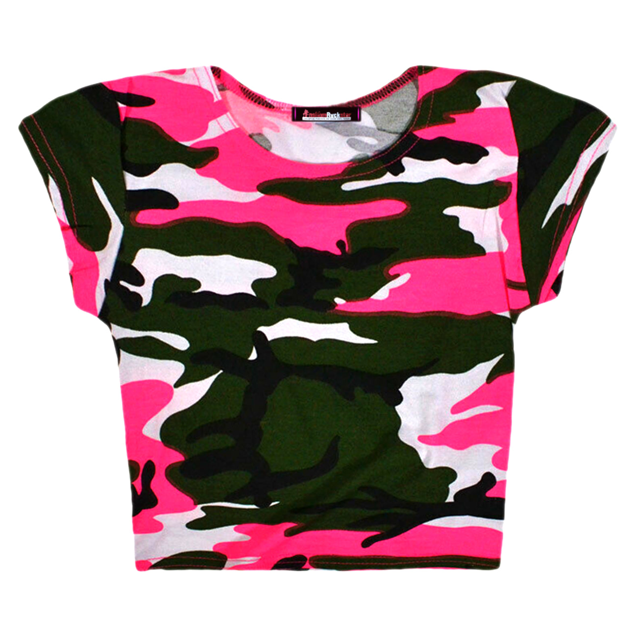 Girls Neon Camouflage Top - Neon Pink