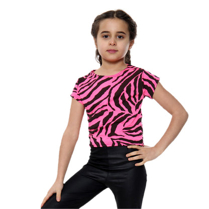 Girls Zebra Neon Crop Tops