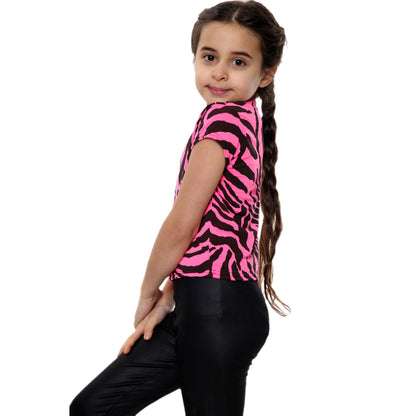Girls Zebra Neon Crop Tops