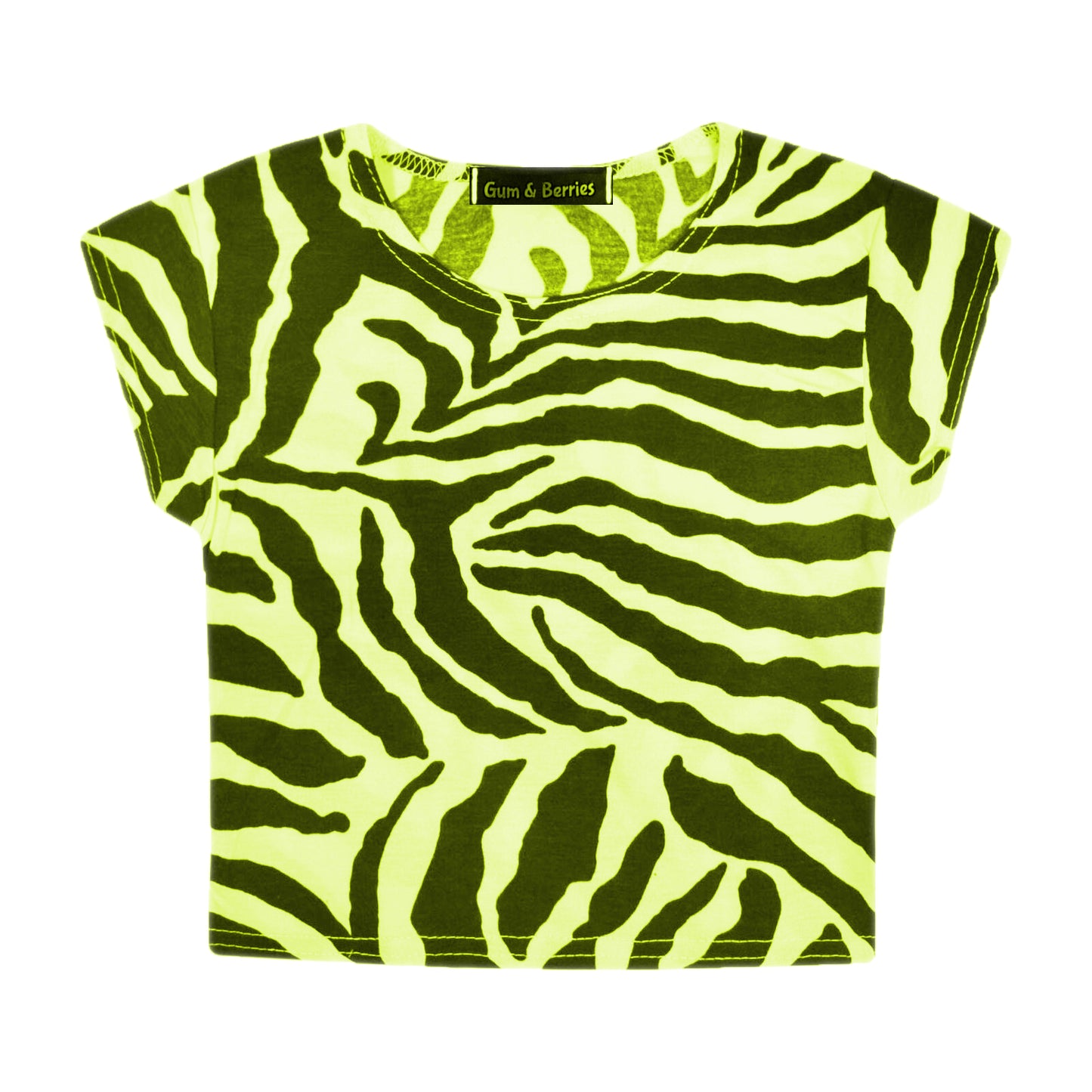 Girls Zebra Print Neon Crop Tops & Shorts