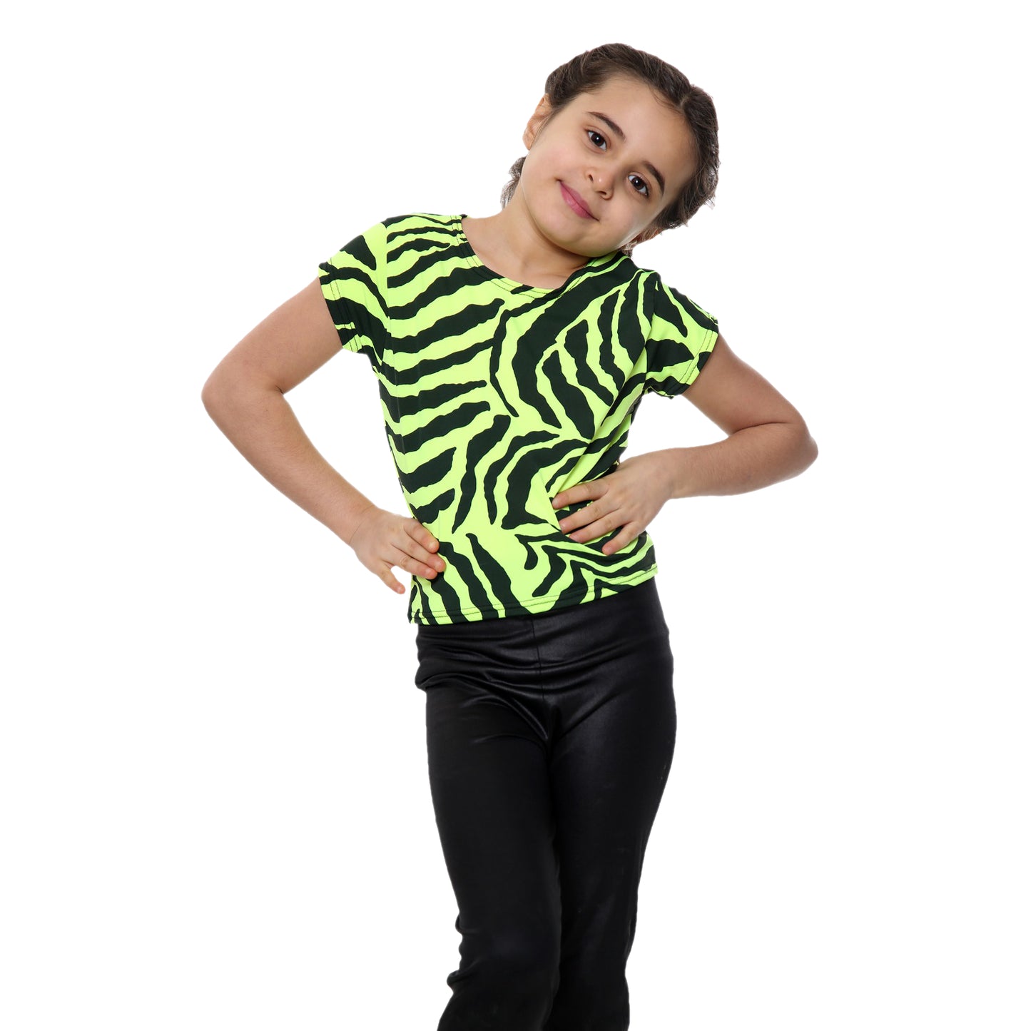 Girls Zebra Neon Crop Tops