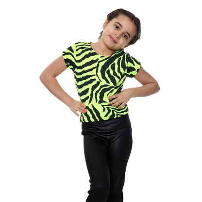 Girls Zebra Neon Crop Tops