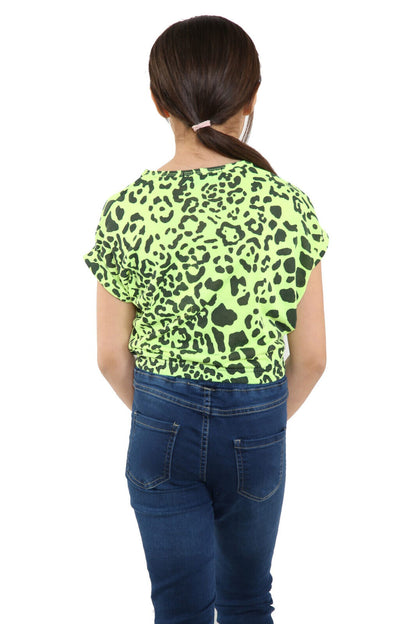 Girls Batwing Neon Crop Top T-Shirt