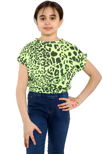 Girls Batwing Neon Crop Top T-Shirt