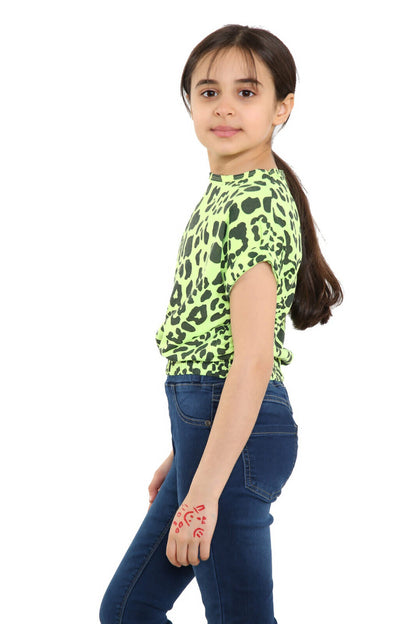 Girls Batwing Neon Crop Top T-Shirt