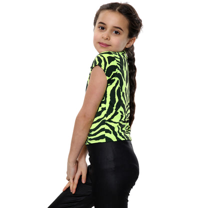 Girls Zebra Neon Crop Tops