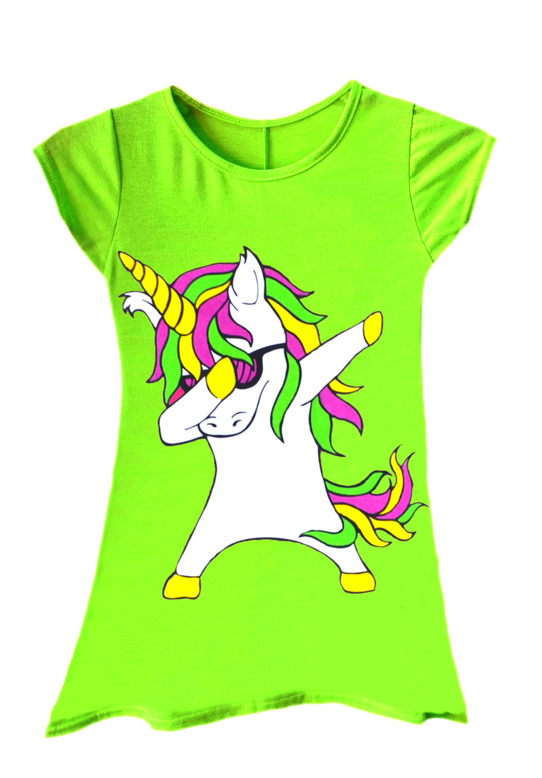Girls Neon Dab Unicorn Swing Dress Outfits