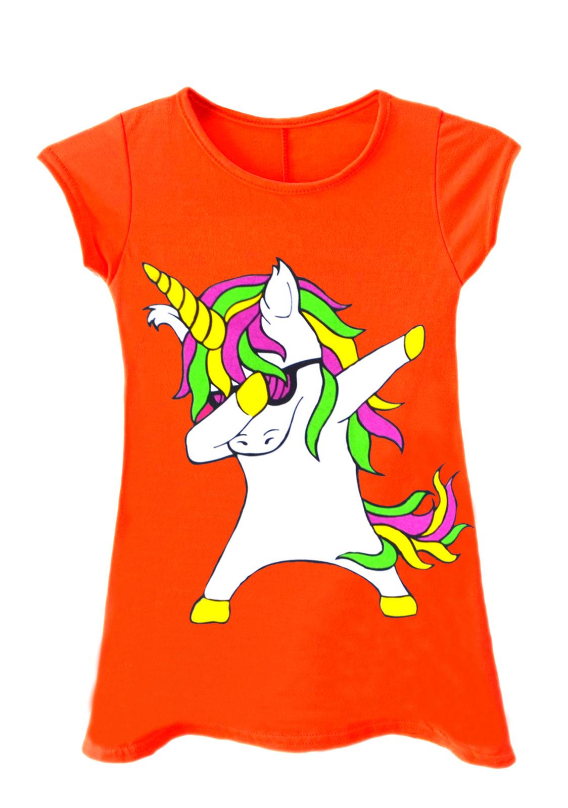 Girls Neon Dab Unicorn Swing Dress Outfits