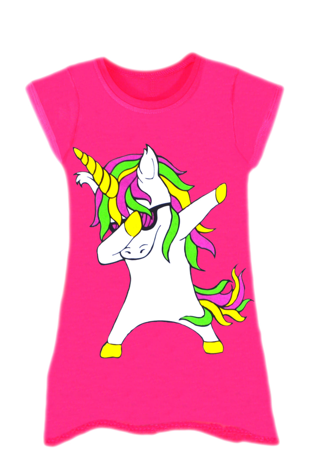 Girls Neon Dab Unicorn Swing Dress Outfits