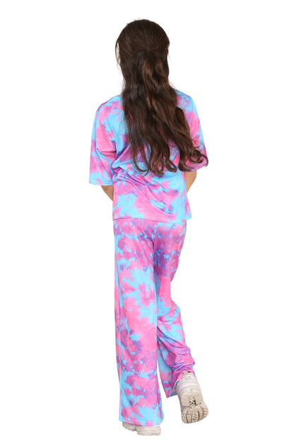 Girls Tie Dye Pyjamas T-Shirt and Trouser Set
