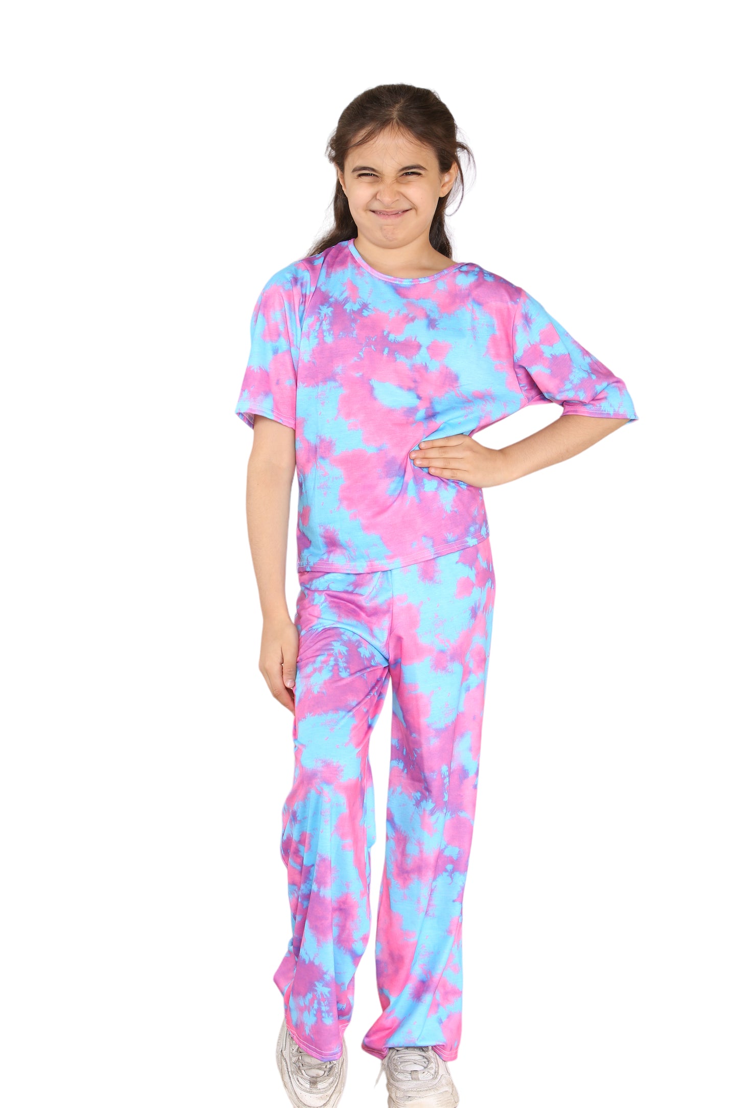 Girls Tie Dye Pyjamas T-Shirt and Trouser Set