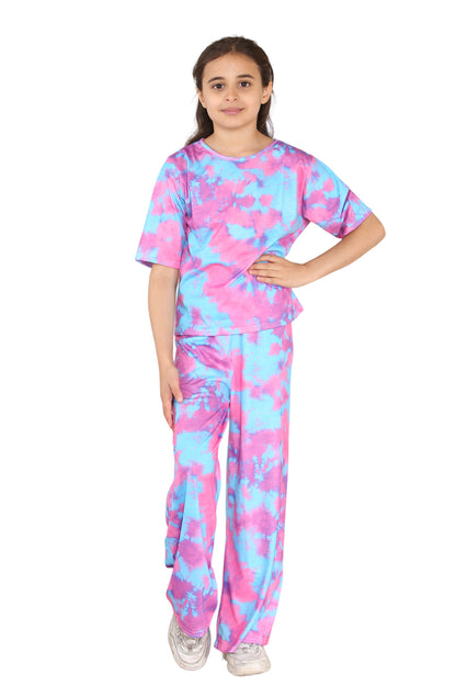 Girls Tie Dye Pyjamas T-Shirt and Trouser Set