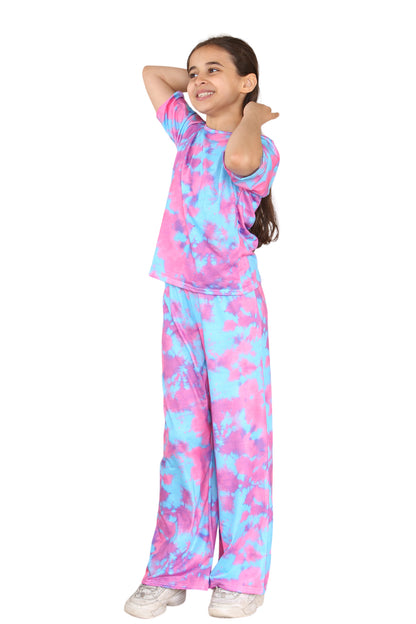 Girls Tie Dye Pyjamas T-Shirt and Trouser Set