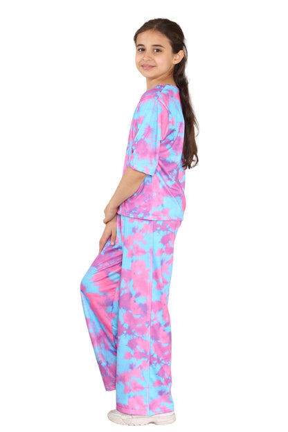 Girls Tie Dye Pyjamas T-Shirt and Trouser Set