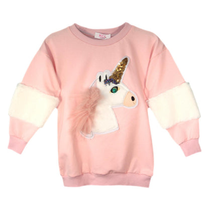Girls Unicorn Fluffy Jumper