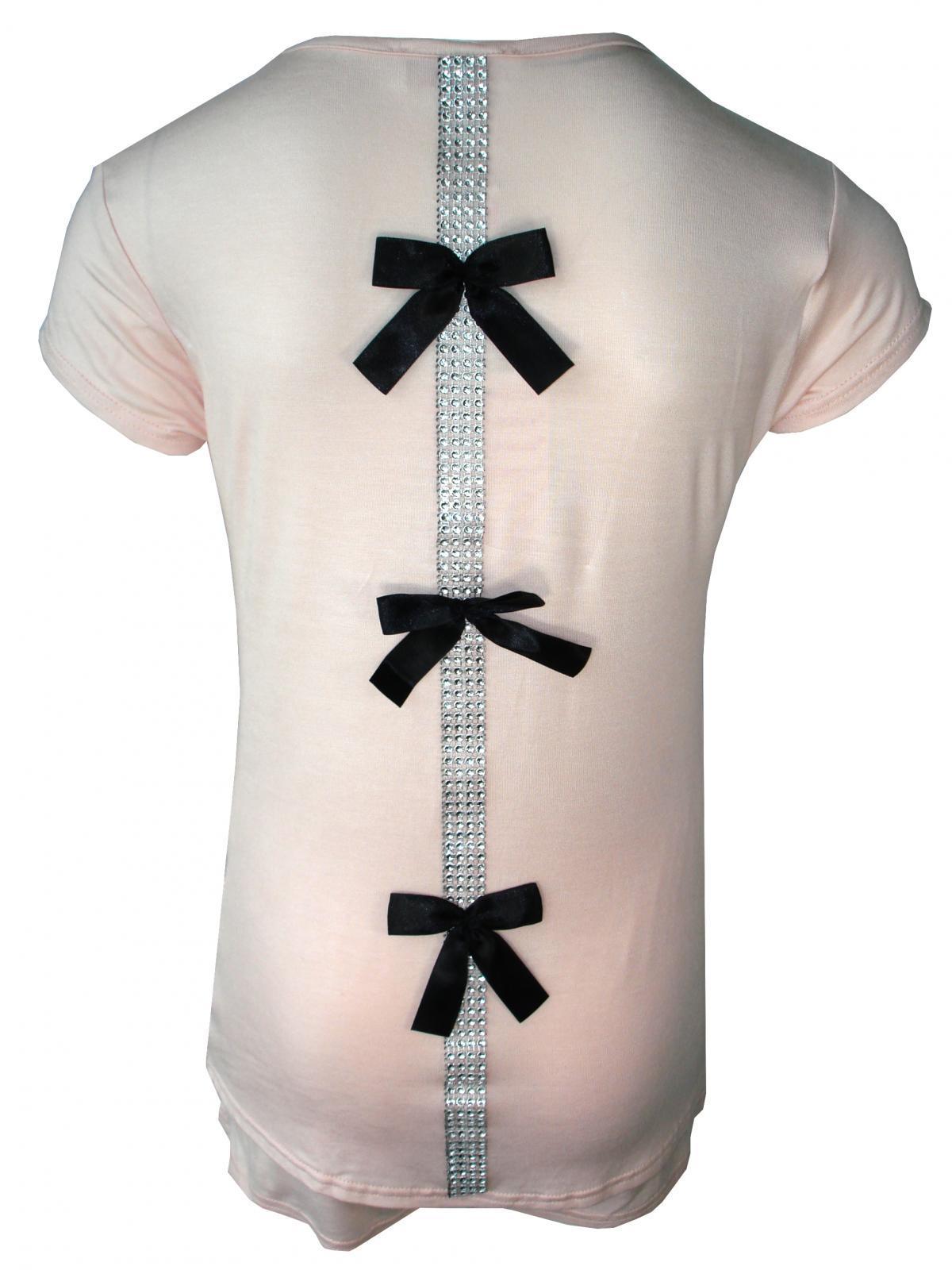 Girls Pyjama Shorts Set With Back Bow And Diamante Strip