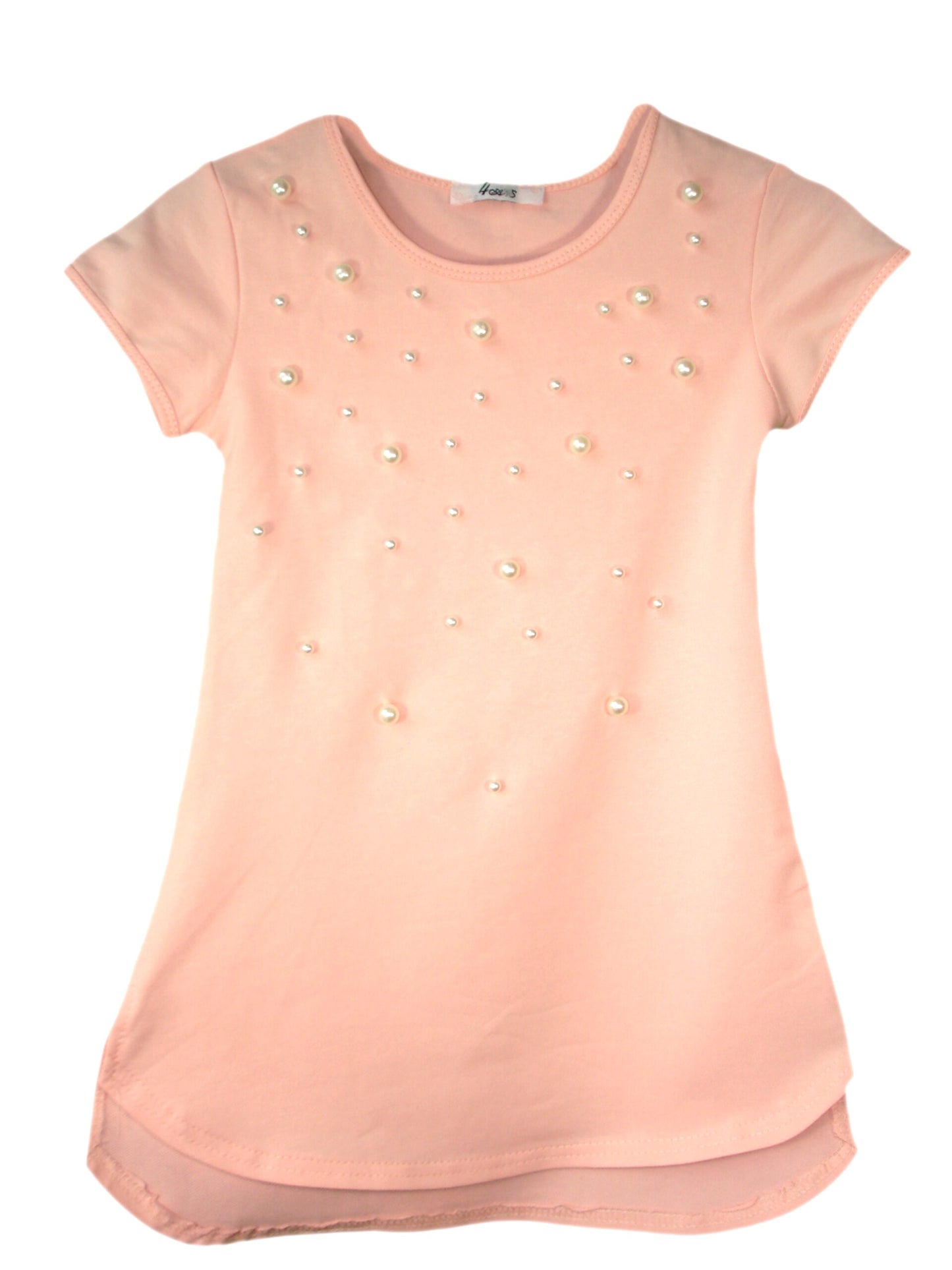 Girls Cat, Roses & Pearls Long T-Shirt Mini Dress