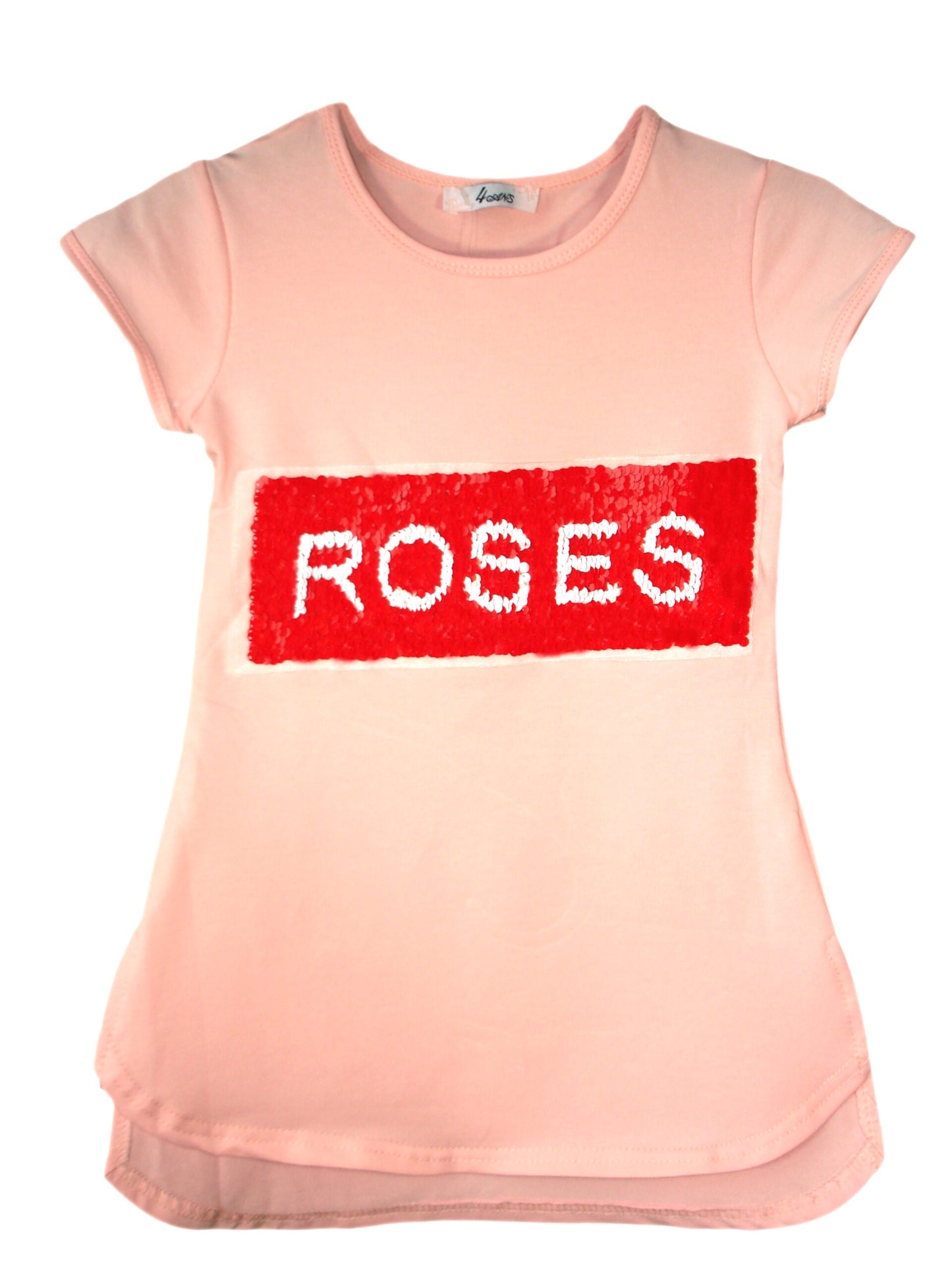 Girls Cat, Roses & Pearls Long T-Shirt Mini Dress